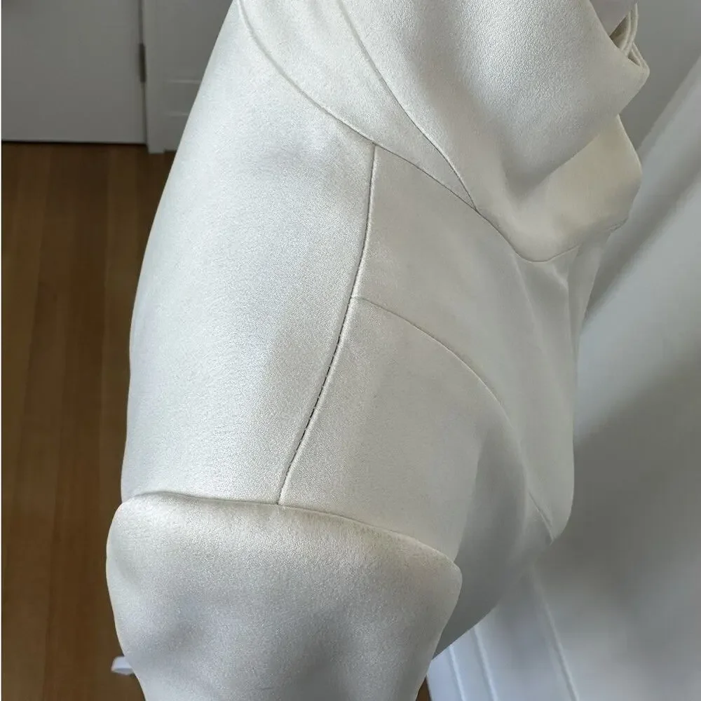 Anthony Vaccarello Hardcore Spike White Midi Coat size FR 36 Black Leather Belt